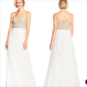 Adrianna Papell embellished tulle formal gown cream size 2